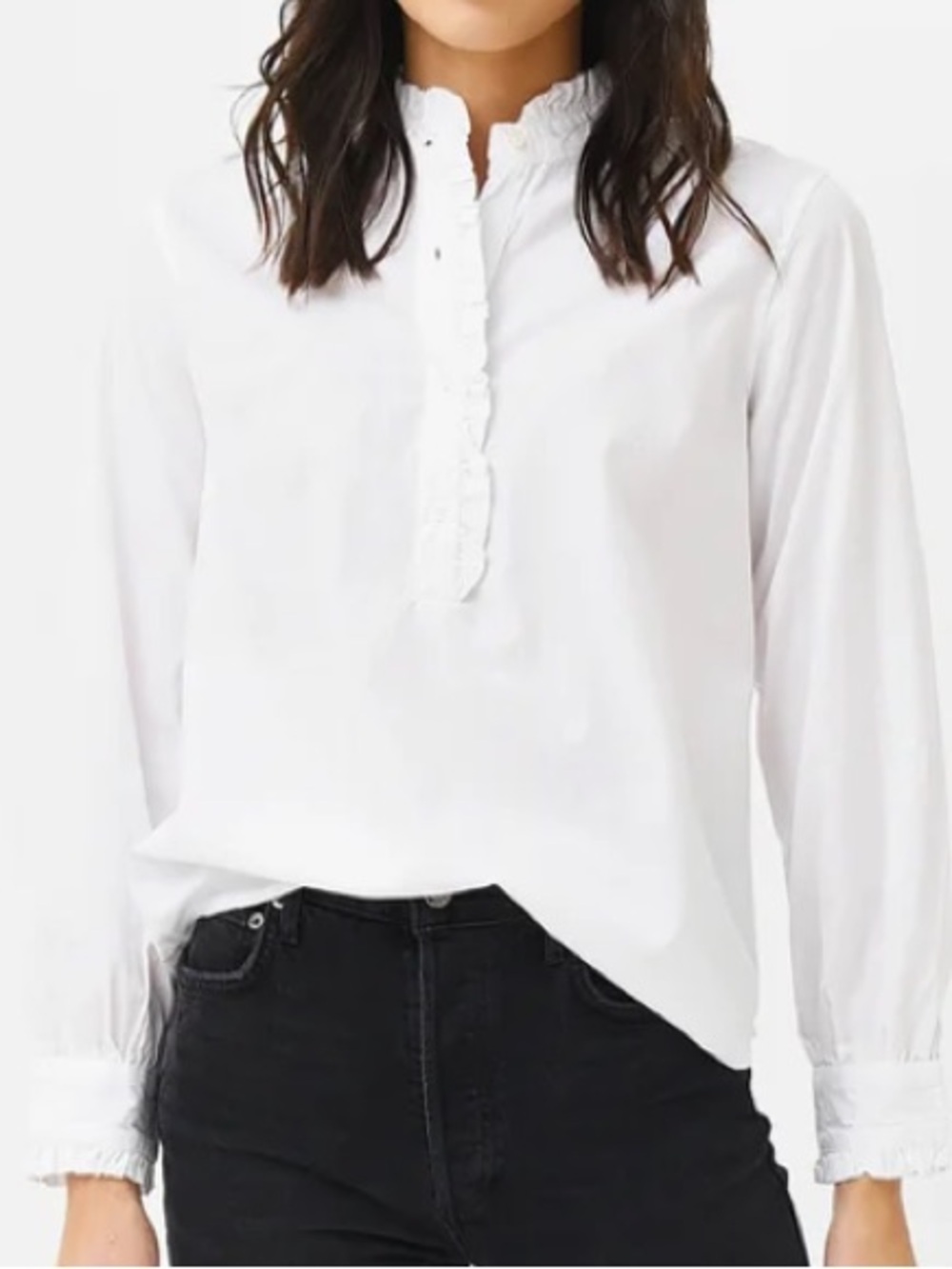 Trovata Birds of Paradis Breezy Ruffle Collar Henley Cotton Blouse - Picture 1 of 17
